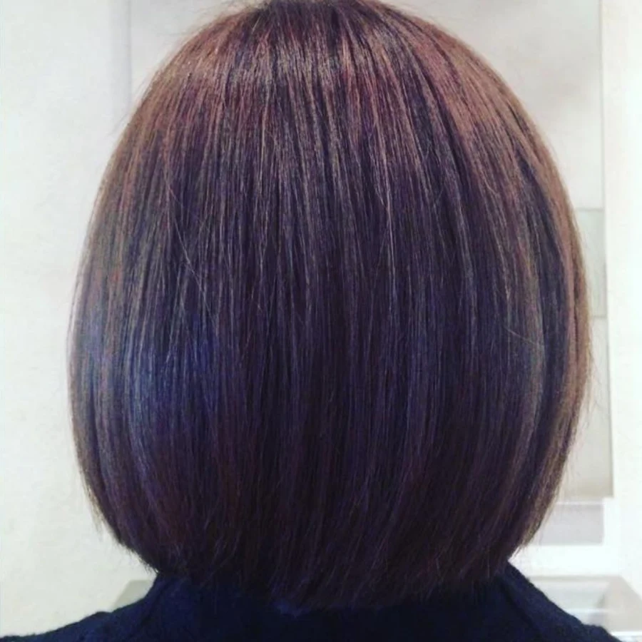 Glossy keratin-smoothed bob with a mirror-flat finish by Hair By Konstantinos Toorak